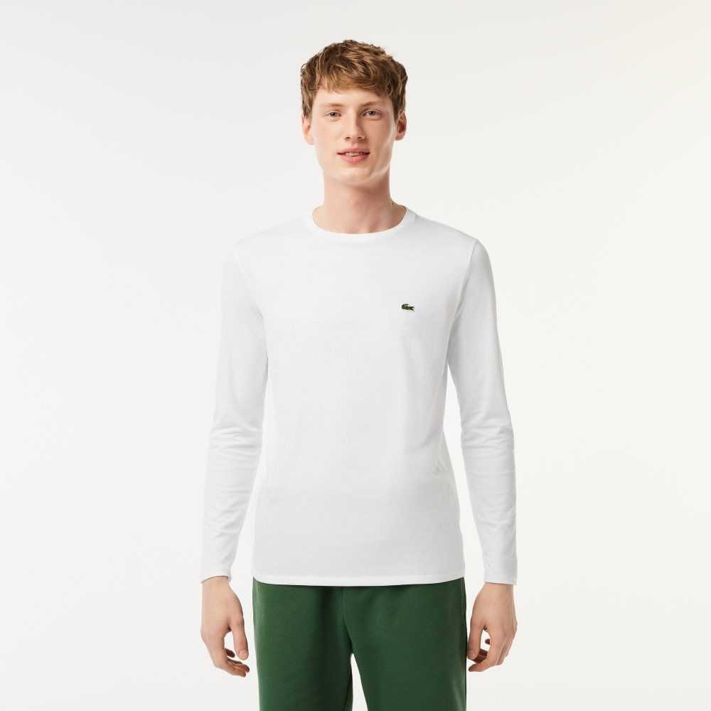 Lacoste Crew Neck Pima Algodon Jersey Blancas | 7605-SOXQR