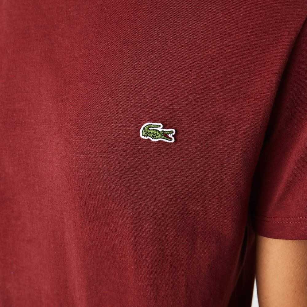 Lacoste Crew Neck Pima Algodon Jersey Burdeos | 7453-EIFTG