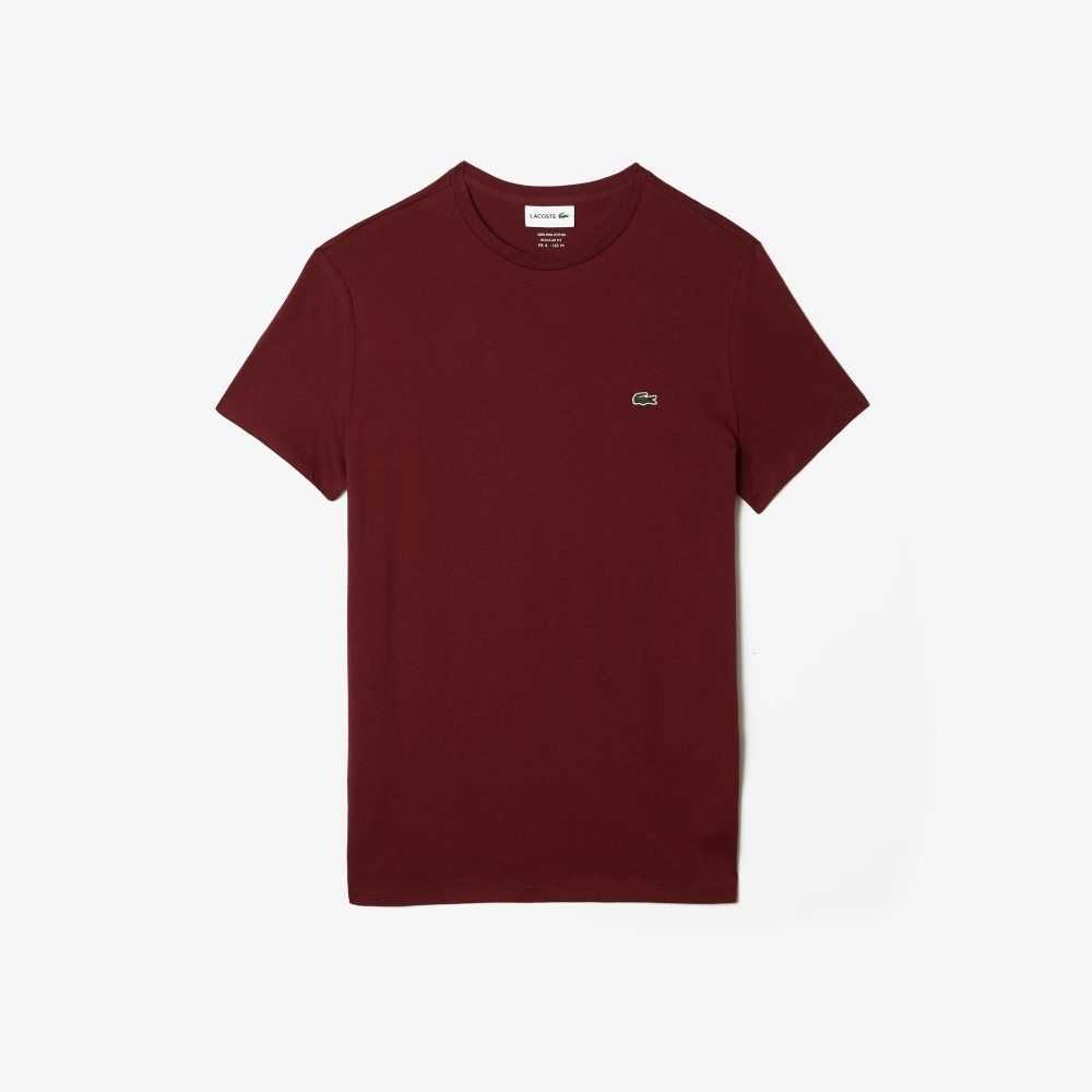 Lacoste Crew Neck Pima Algodon Jersey Burdeos | 7453-EIFTG