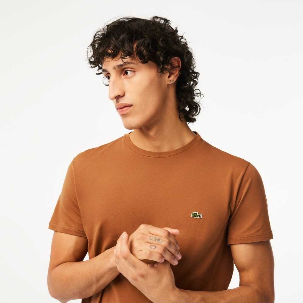 Lacoste Crew Neck Pima Algodon Jersey Marrones Claro | 4628-QRLVO