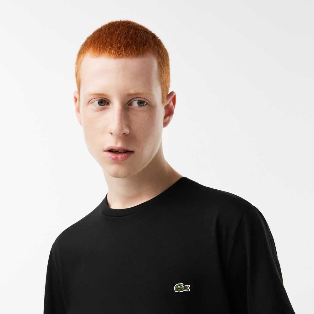 Lacoste Crew Neck Pima Algodon Jersey Negras | 2359-BUORD