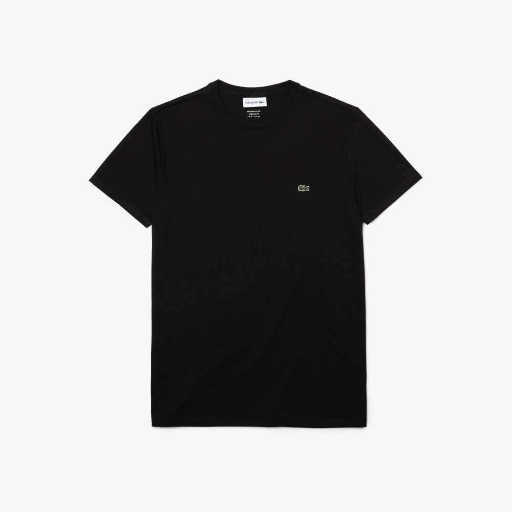 Lacoste Crew Neck Pima Algodon Jersey Negras | 2359-BUORD