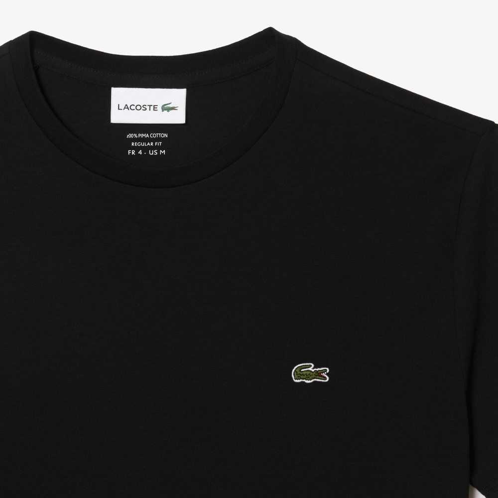 Lacoste Crew Neck Pima Algodon Jersey Negras | 2359-BUORD