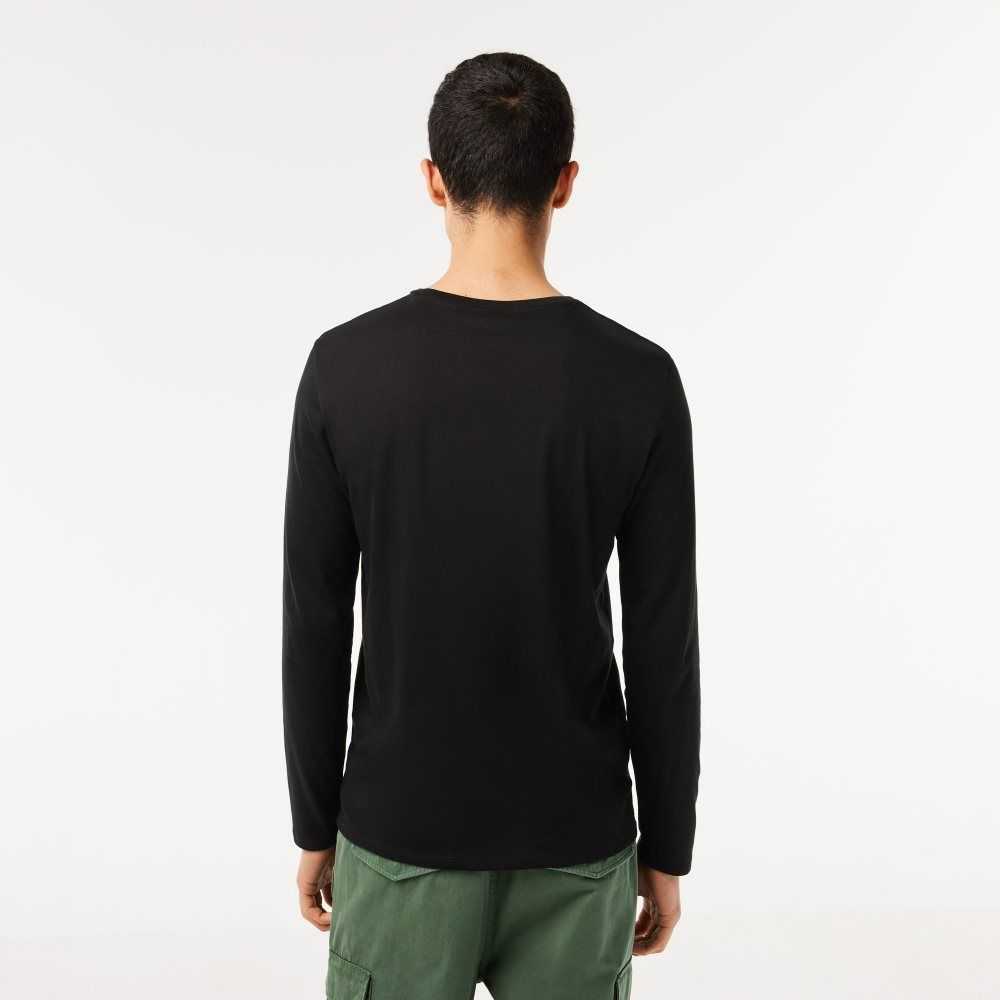 Lacoste Crew Neck Pima Algodon Jersey Negras | 4365-FLHNV