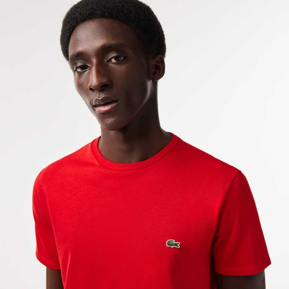 Lacoste Crew Neck Pima Algodon Jersey Rojas | 7532-ZOWJU