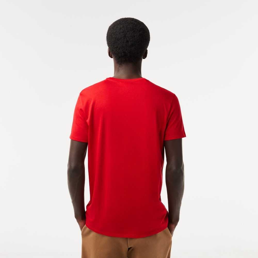 Lacoste Crew Neck Pima Algodon Jersey Rojas | 7532-ZOWJU