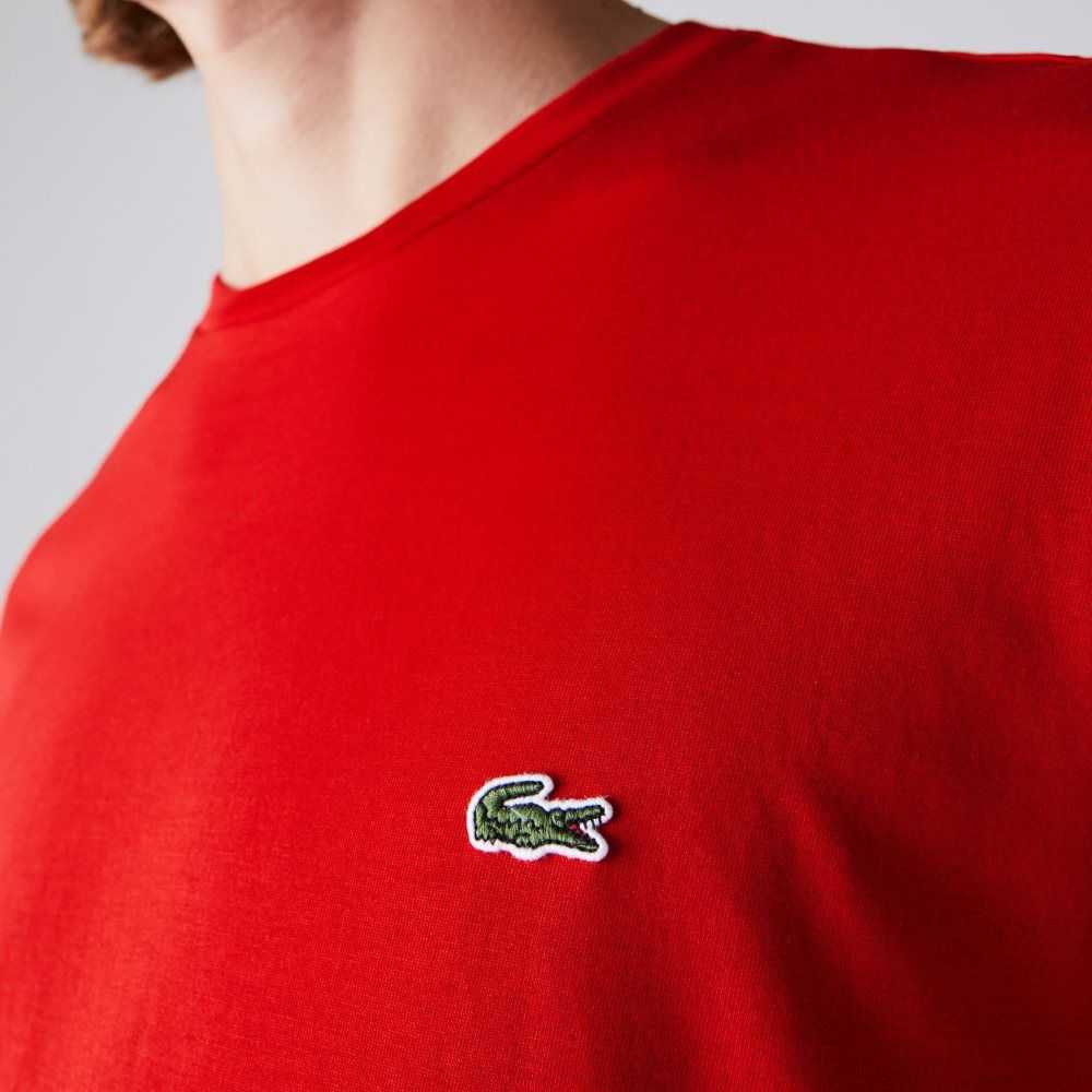 Lacoste Crew Neck Pima Algodon Jersey Rojas | 7532-ZOWJU