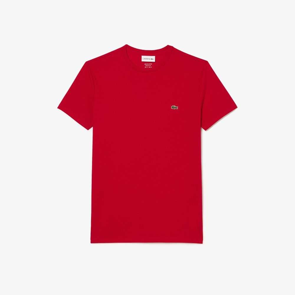 Lacoste Crew Neck Pima Algodon Jersey Rojas | 7532-ZOWJU