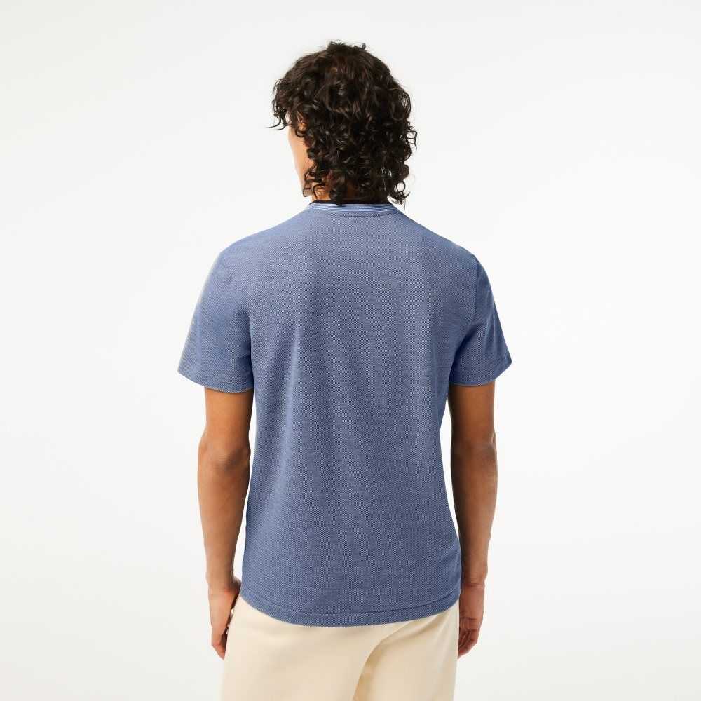 Lacoste Crew Neck Premium Algodon Azules Azul Marino Azules Blancas | 7190-BCHRT