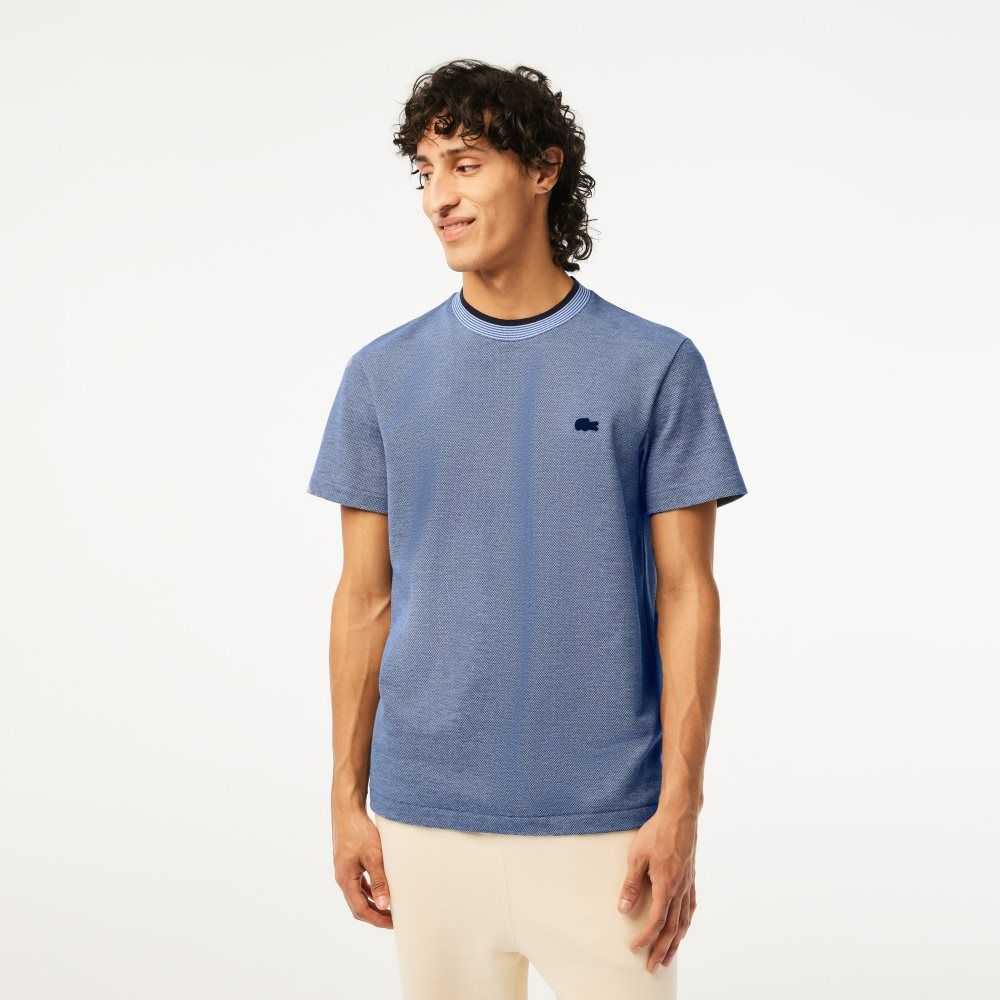 Lacoste Crew Neck Premium Algodon Azules Azul Marino Azules Blancas | 7190-BCHRT