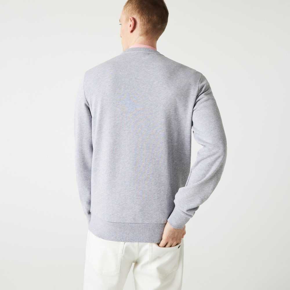 Lacoste Crew Neck Print Organic Algodon Fleece Gris | 9185-NIOWL