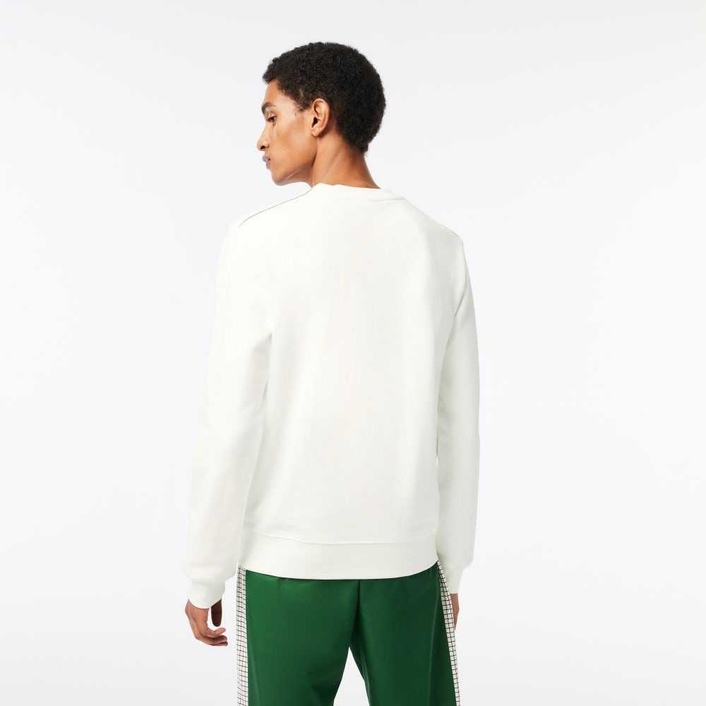 Lacoste Crew Neck Unbrushed Fleece Blancas | 8063-BXZTJ