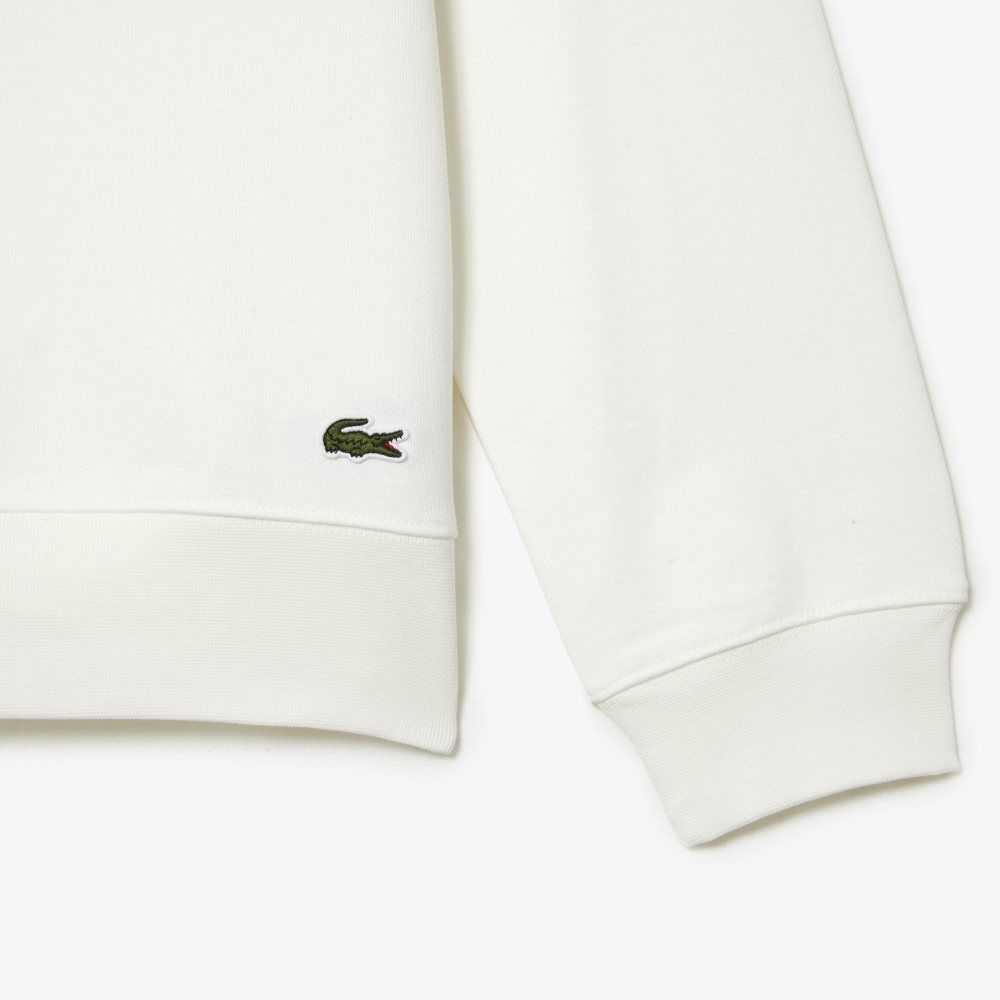 Lacoste Crew Neck Unbrushed Fleece Blancas | 8063-BXZTJ