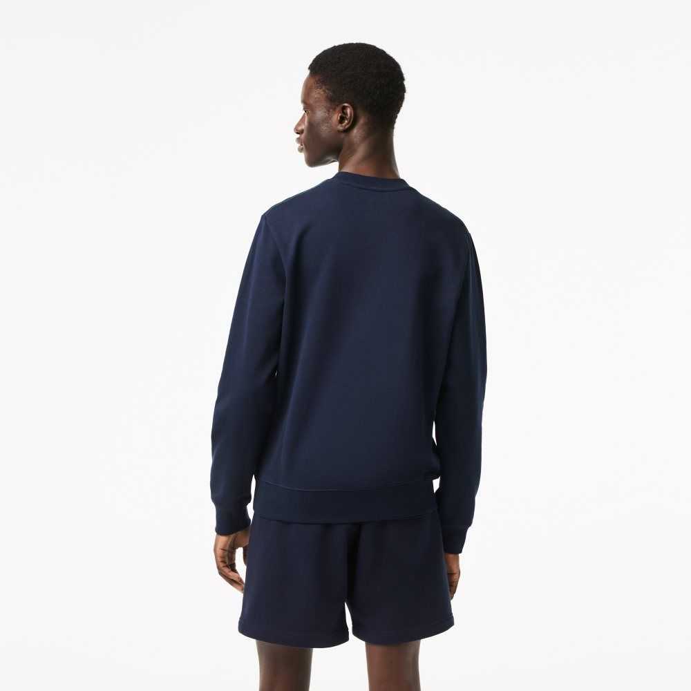 Lacoste Crew Neck Unbrushed Fleece Sweatshirt Azul Marino Azules | 0465-SEQCW