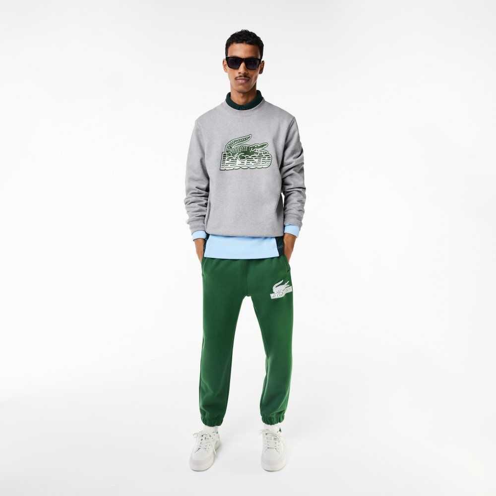 Lacoste Crew Neck Unbrushed Fleece Sweatshirt Gris | 3859-UPDKQ