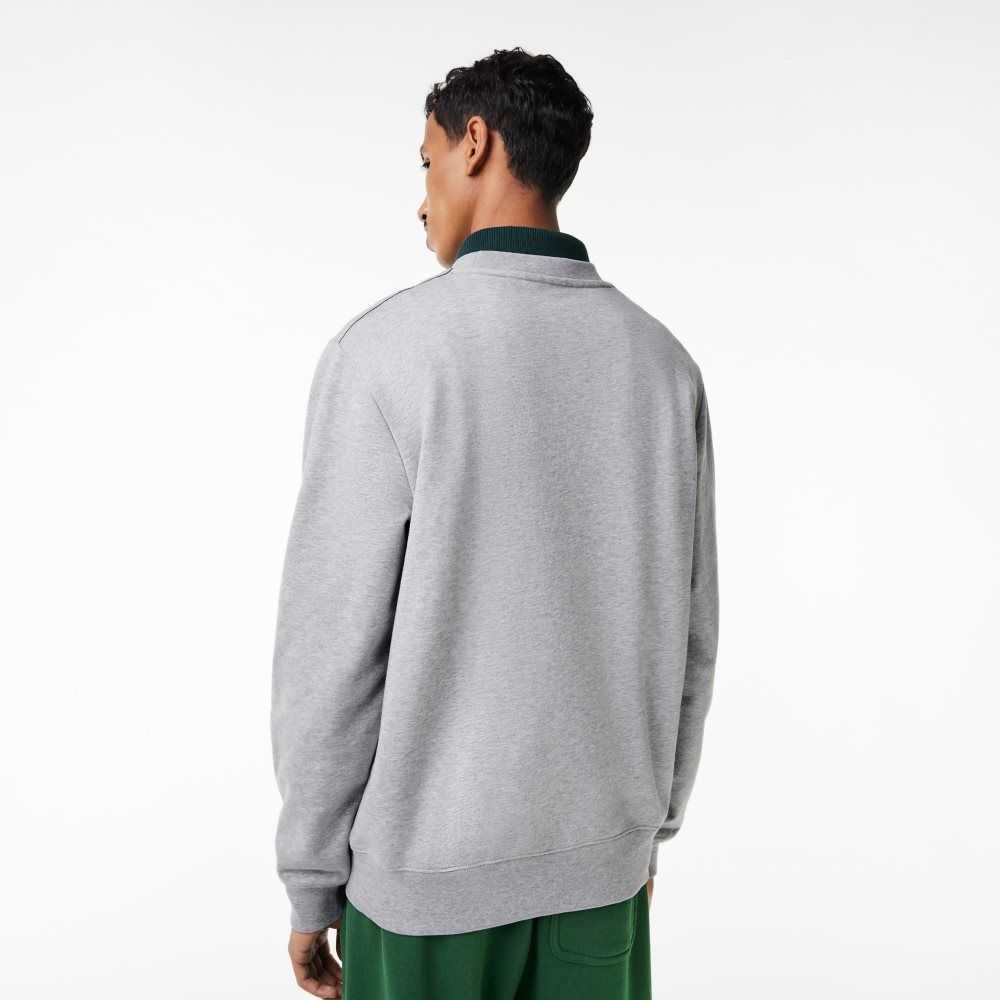 Lacoste Crew Neck Unbrushed Fleece Sweatshirt Gris | 3859-UPDKQ