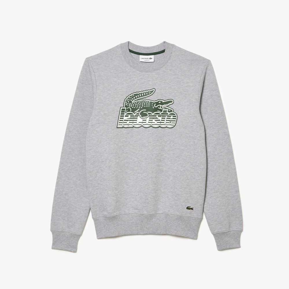 Lacoste Crew Neck Unbrushed Fleece Sweatshirt Gris | 3859-UPDKQ