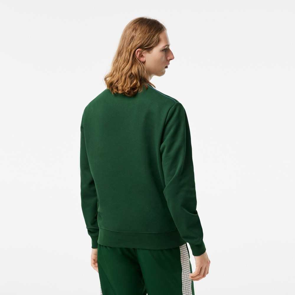 Lacoste Crew Neck Unbrushed Fleece Verde | 1354-MSUGH