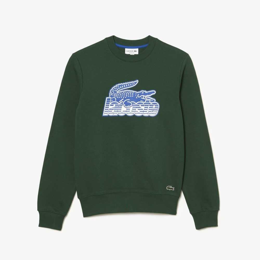 Lacoste Crew Neck Unbrushed Fleece Verde | 1354-MSUGH