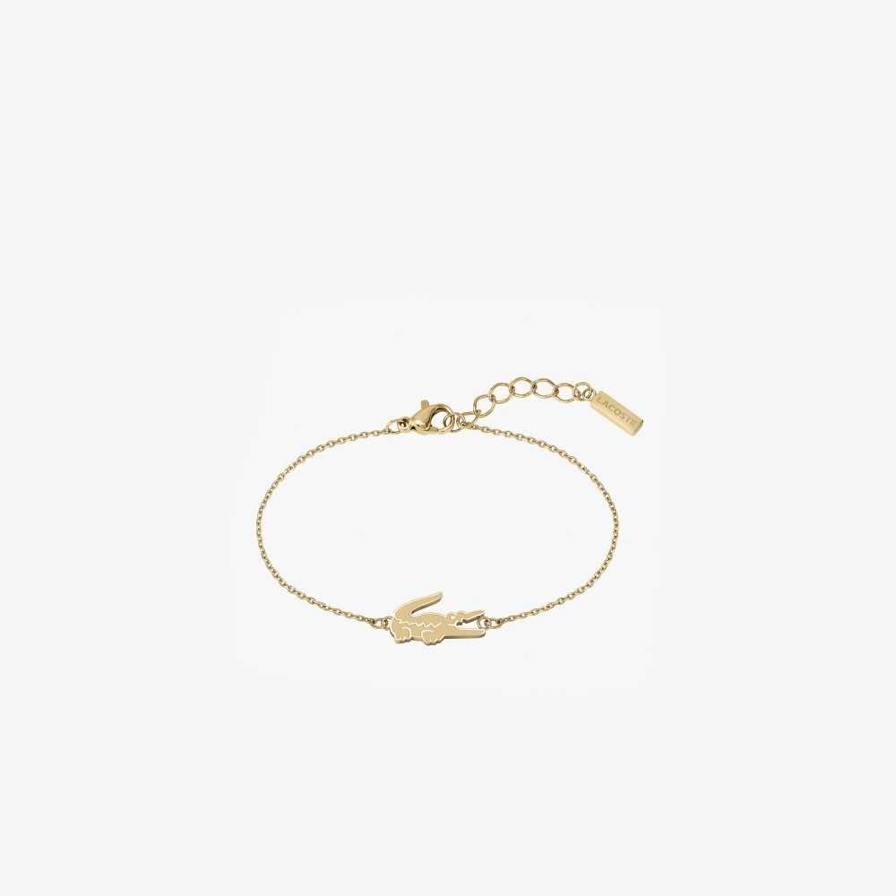 Lacoste Crocodile Bracelet Rosas Doradas | 0264-ZTCKW