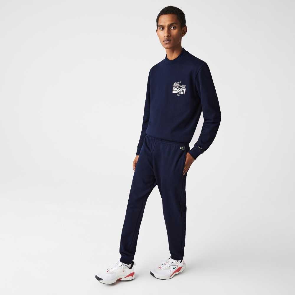 Lacoste Crocodile Branding Algodon Fleece Jogging Azul Marino Azules | 9105-LGJNU