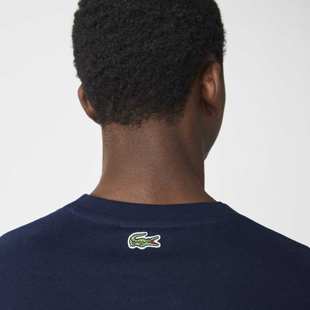 Lacoste Crocodile Branding Crew Neck Algodon Azul Marino Azules | 1962-NJIVD