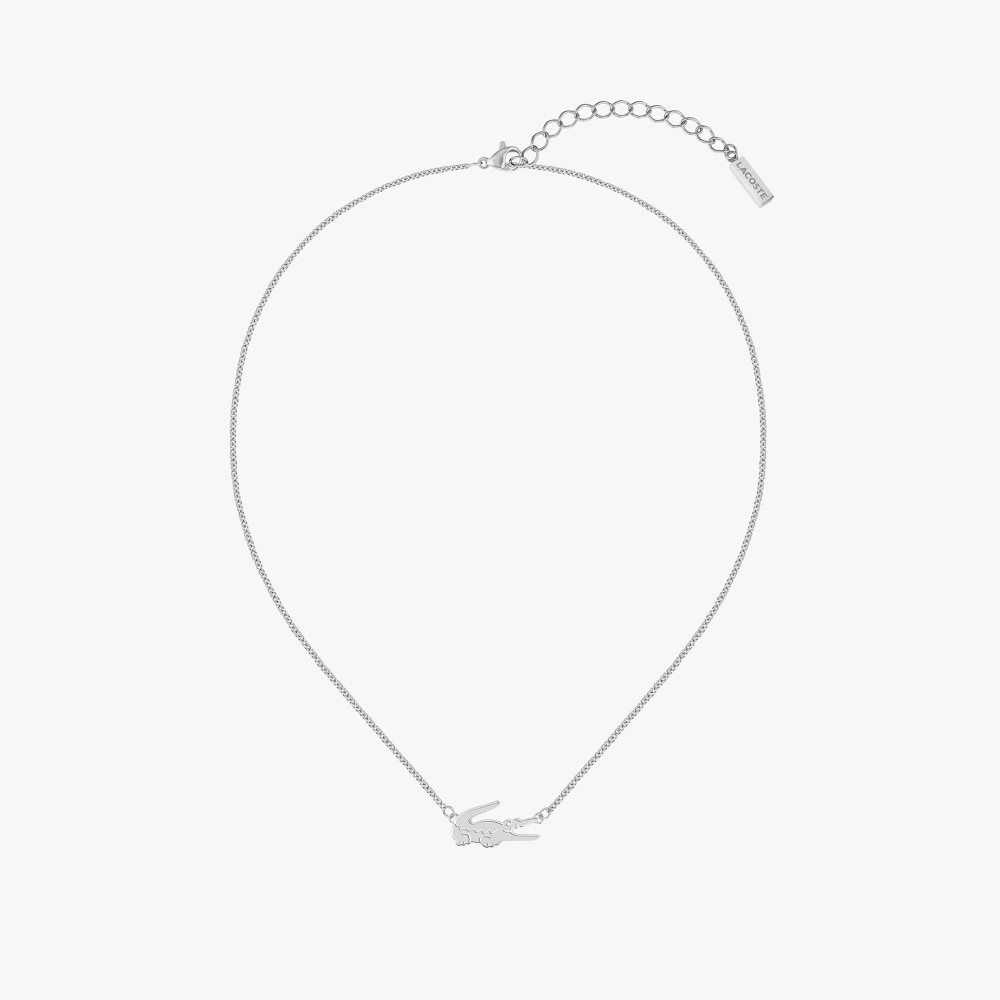 Lacoste Crocodile Necklace Plateadas | 0259-KZYVT