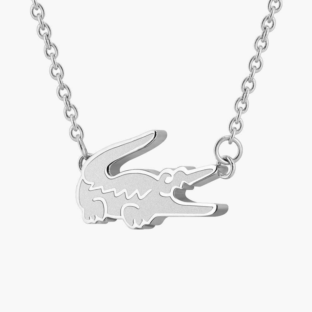 Lacoste Crocodile Necklace Plateadas | 0259-KZYVT