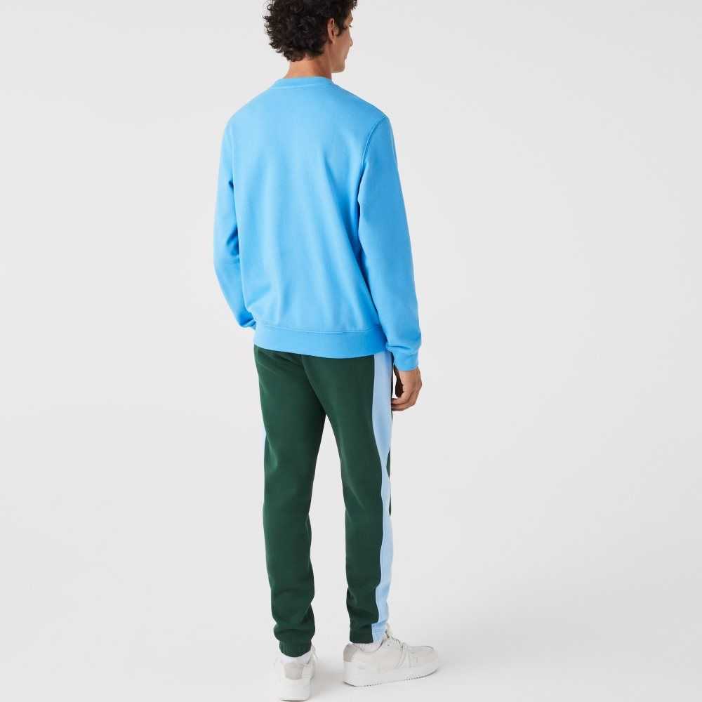 Lacoste Crocodile Print Crew Neck Azules | 2318-CLFJY