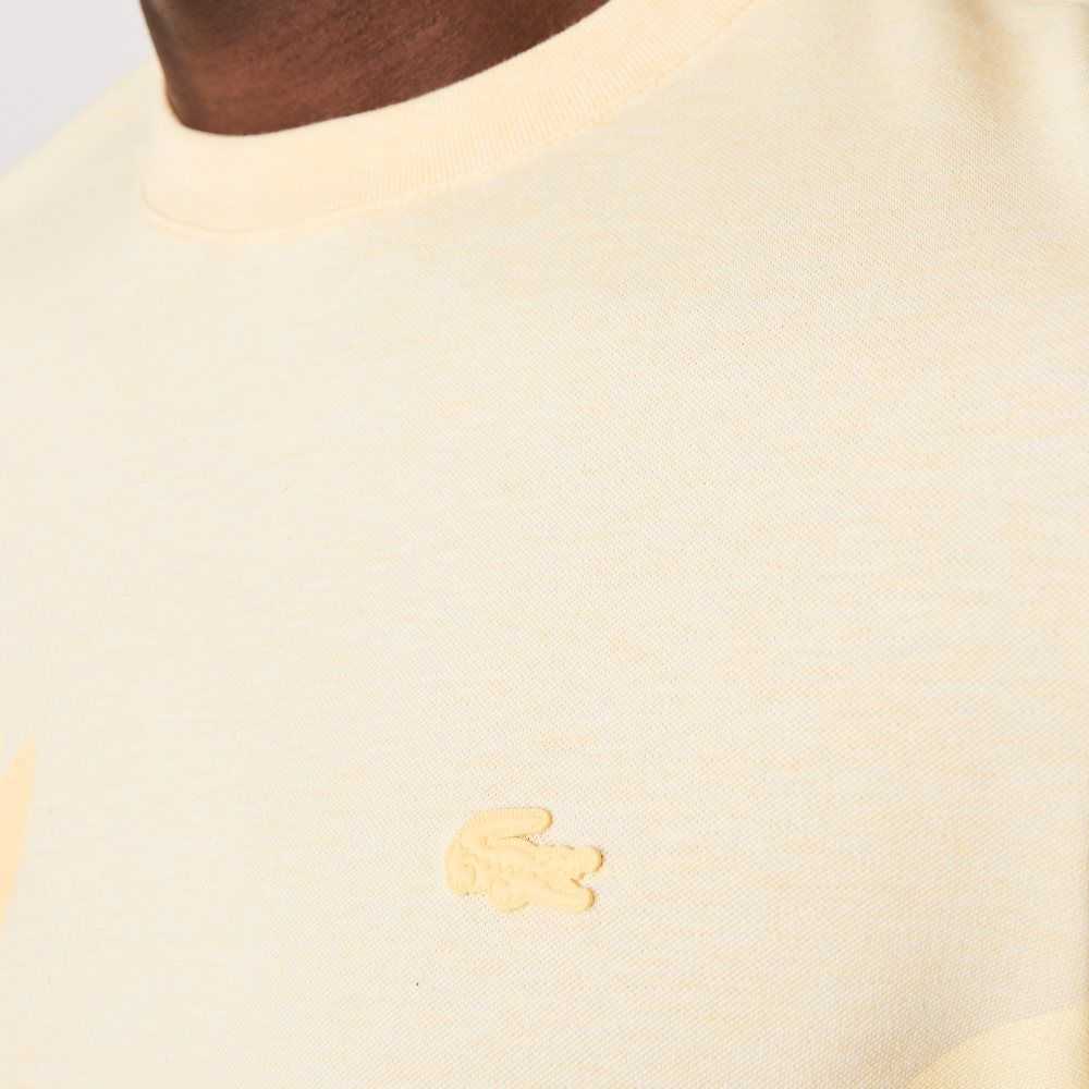 Lacoste Crocodile Print Crew Neck Stretch Organic Algodon Amarillo | 7891-RPMYQ