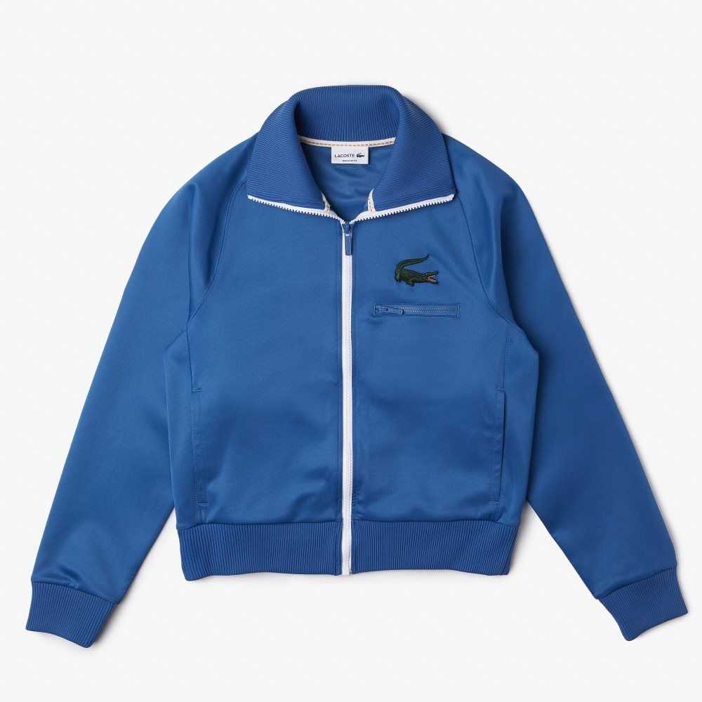 Lacoste Crocodile Stand-Up Collar Zippered Jacket Azules | 0346-RHFNJ