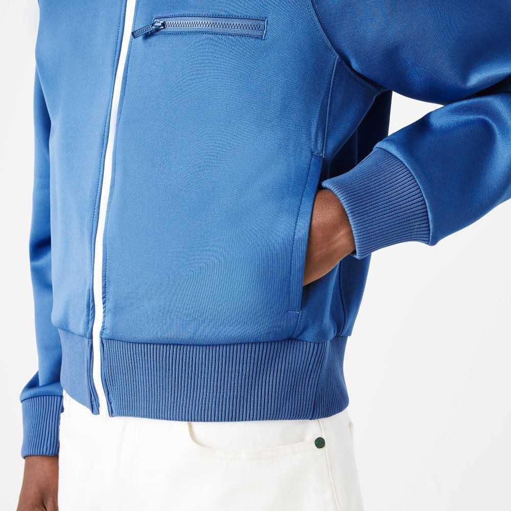 Lacoste Crocodile Stand-Up Collar Zippered Jacket Azules | 0346-RHFNJ