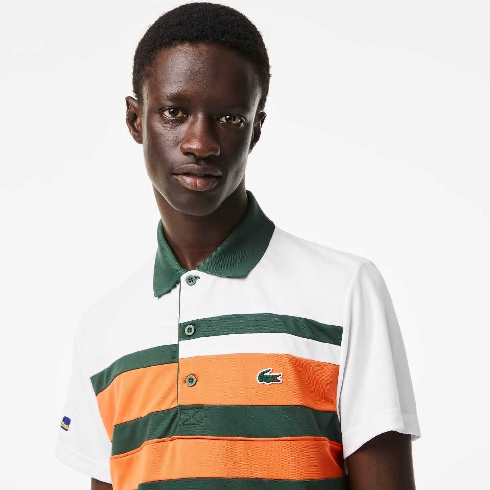 Lacoste Deporte Miami Open Edition Stripe Blancas Naranjas Verde | 1075-ZKEXY