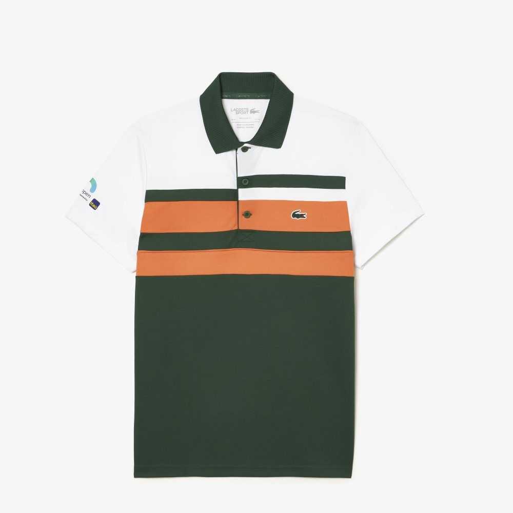 Lacoste Deporte Miami Open Edition Stripe Blancas Naranjas Verde | 1075-ZKEXY