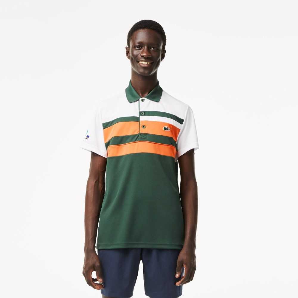 Lacoste Deporte Miami Open Edition Stripe Blancas Naranjas Verde | 1075-ZKEXY