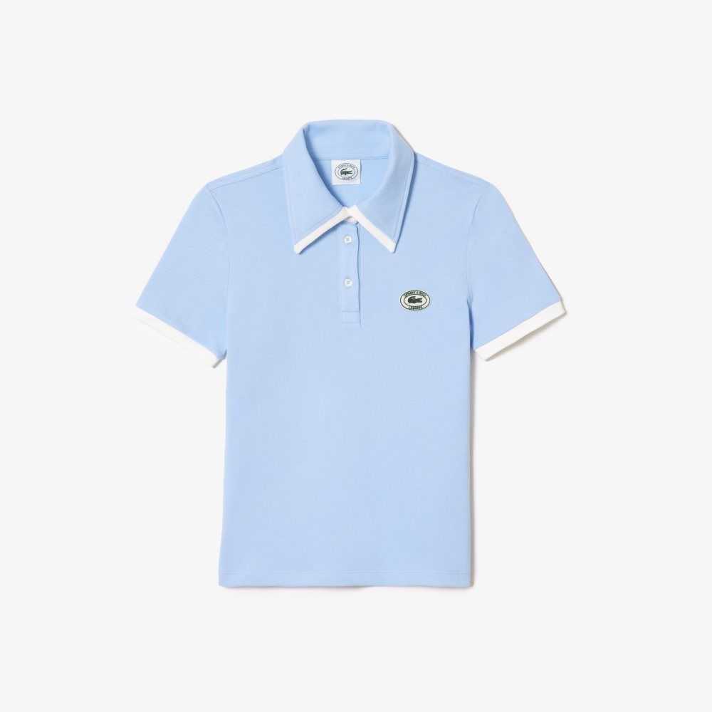 Lacoste Deportivo & Rich Contrast Collar Azules Blancas | 3861-QAVFK