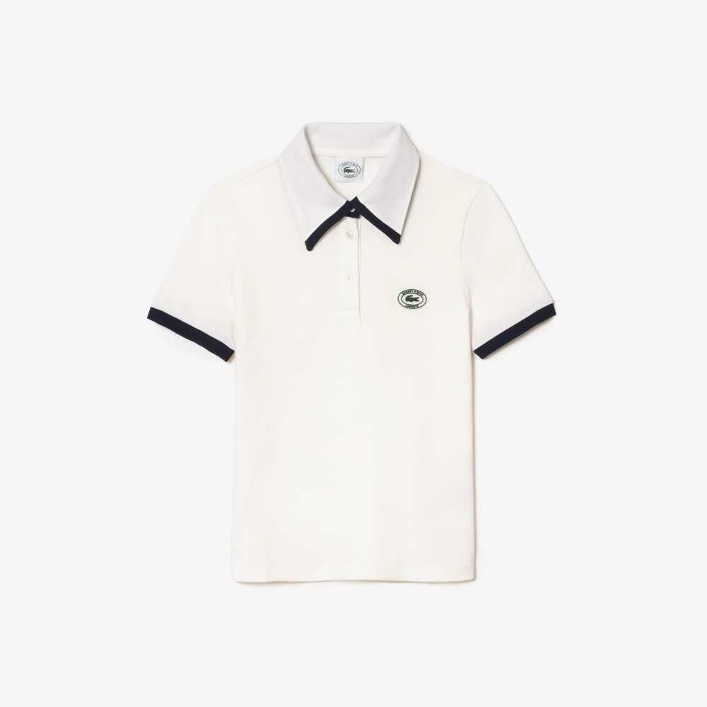 Lacoste Deportivo & Rich Contrast Collar Blancas Azul Marino Azules | 6379-QSWMB