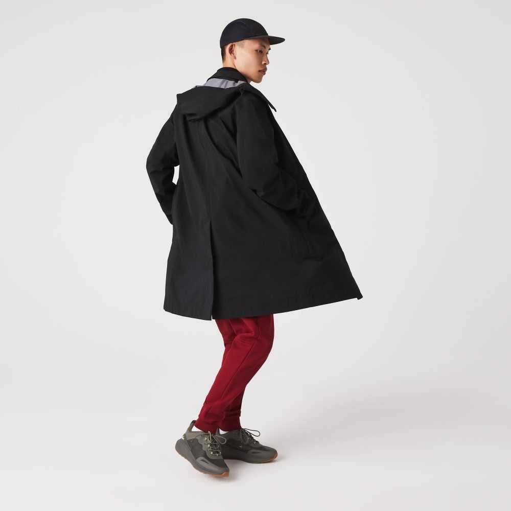 Lacoste Detachable Hood Knee-Length Agua-Resistant Parka Negras | 7612-KZFSW