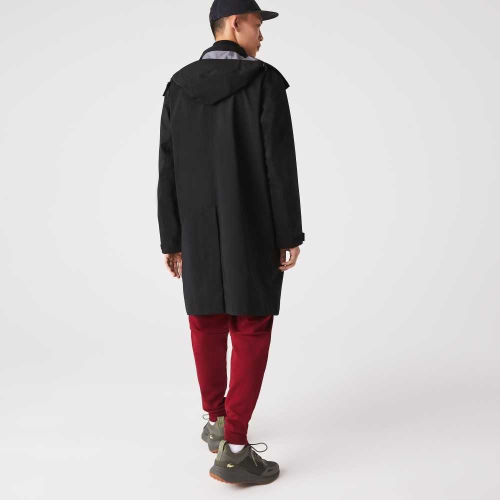 Lacoste Detachable Hood Knee-Length Agua-Resistant Parka Negras | 7612-KZFSW