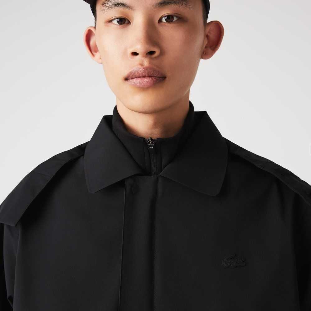 Lacoste Detachable Hood Knee-Length Agua-Resistant Parka Negras | 7612-KZFSW