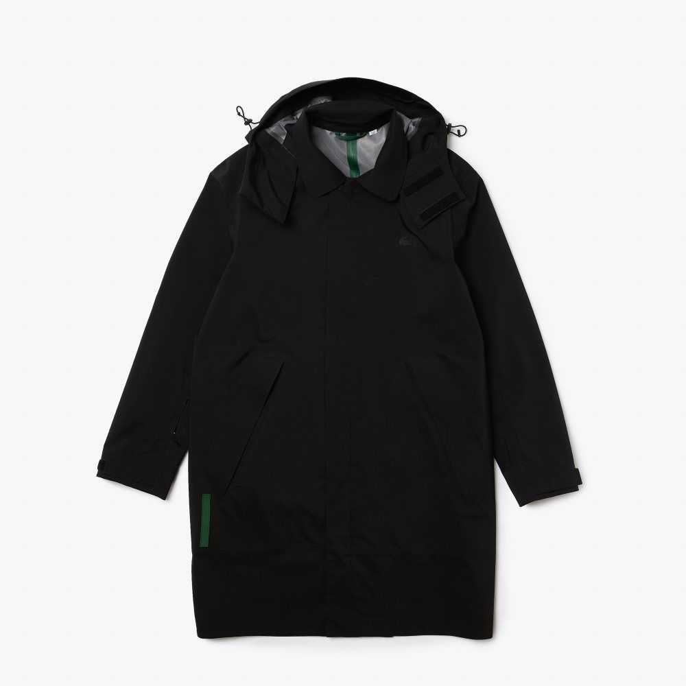 Lacoste Detachable Hood Knee-Length Agua-Resistant Parka Negras | 7612-KZFSW