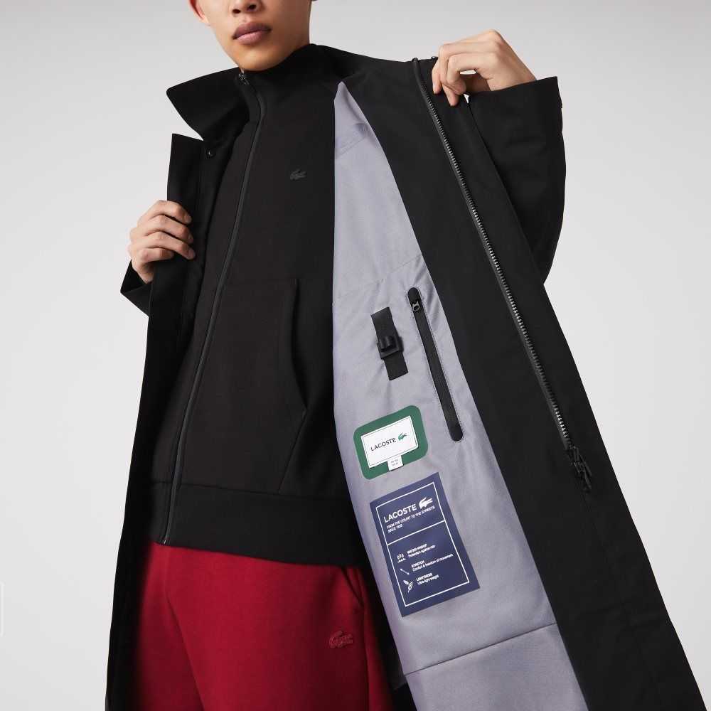 Lacoste Detachable Hood Knee-Length Agua-Resistant Parka Negras | 7612-KZFSW