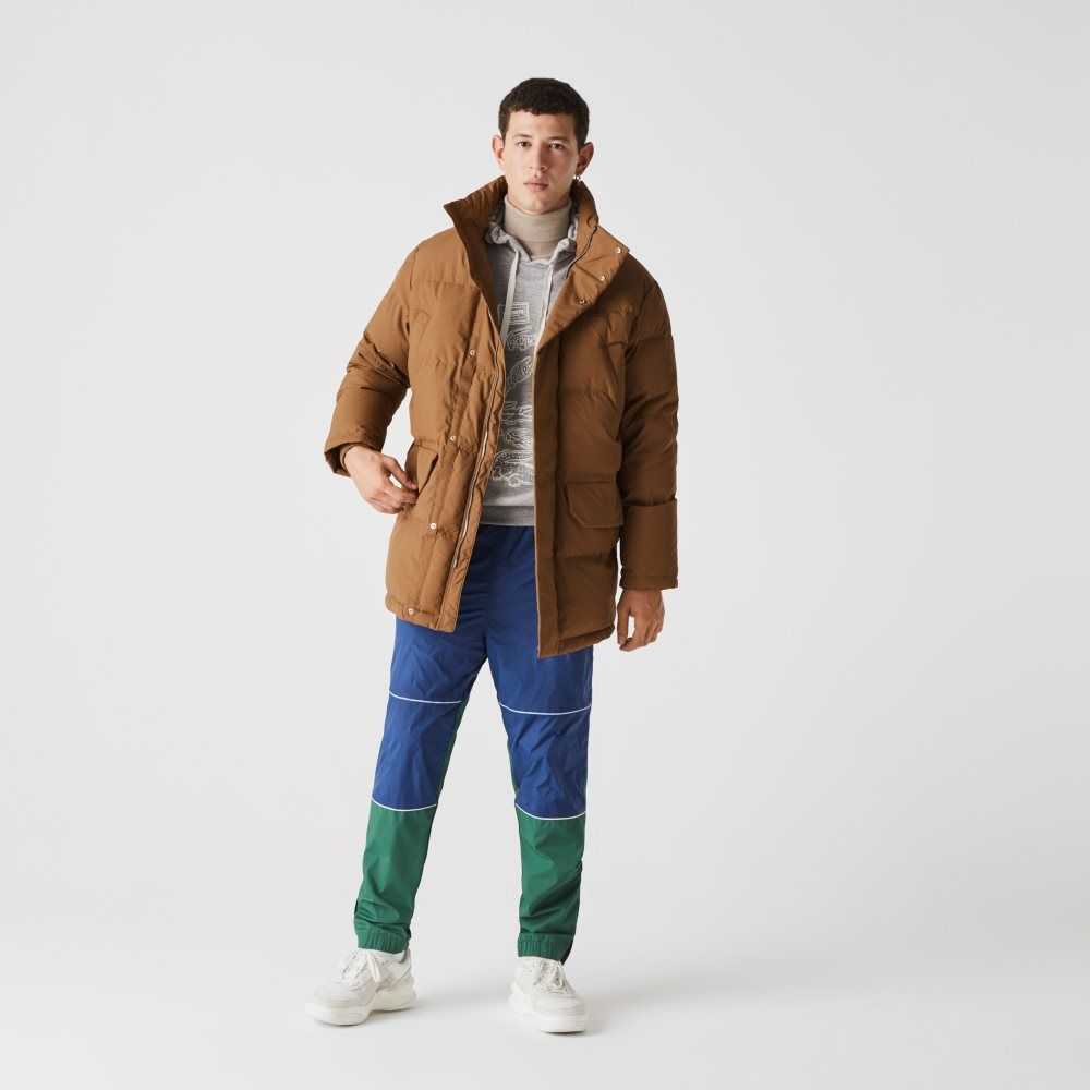 Lacoste Detachable Hood Long Puffer Coat Marrones | 4825-PKBMO