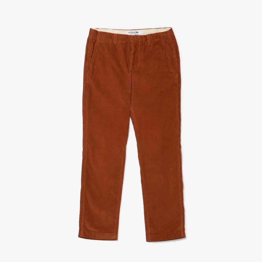 Lacoste Directo Fit Corduroy Chinos Marrones | 9047-OUXPJ