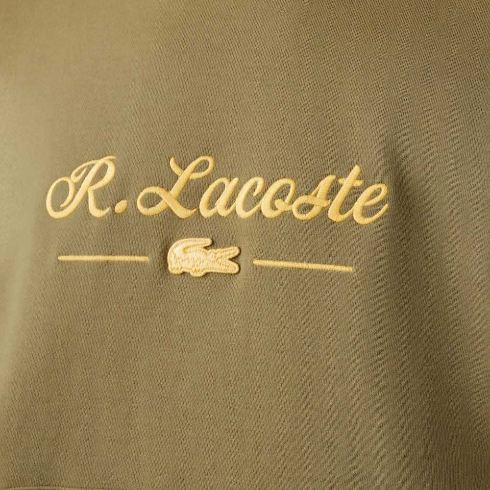 Lacoste Embroidered Lettering Encapuchado Algodon Fleece Kaki Verde | 8642-JMYFQ