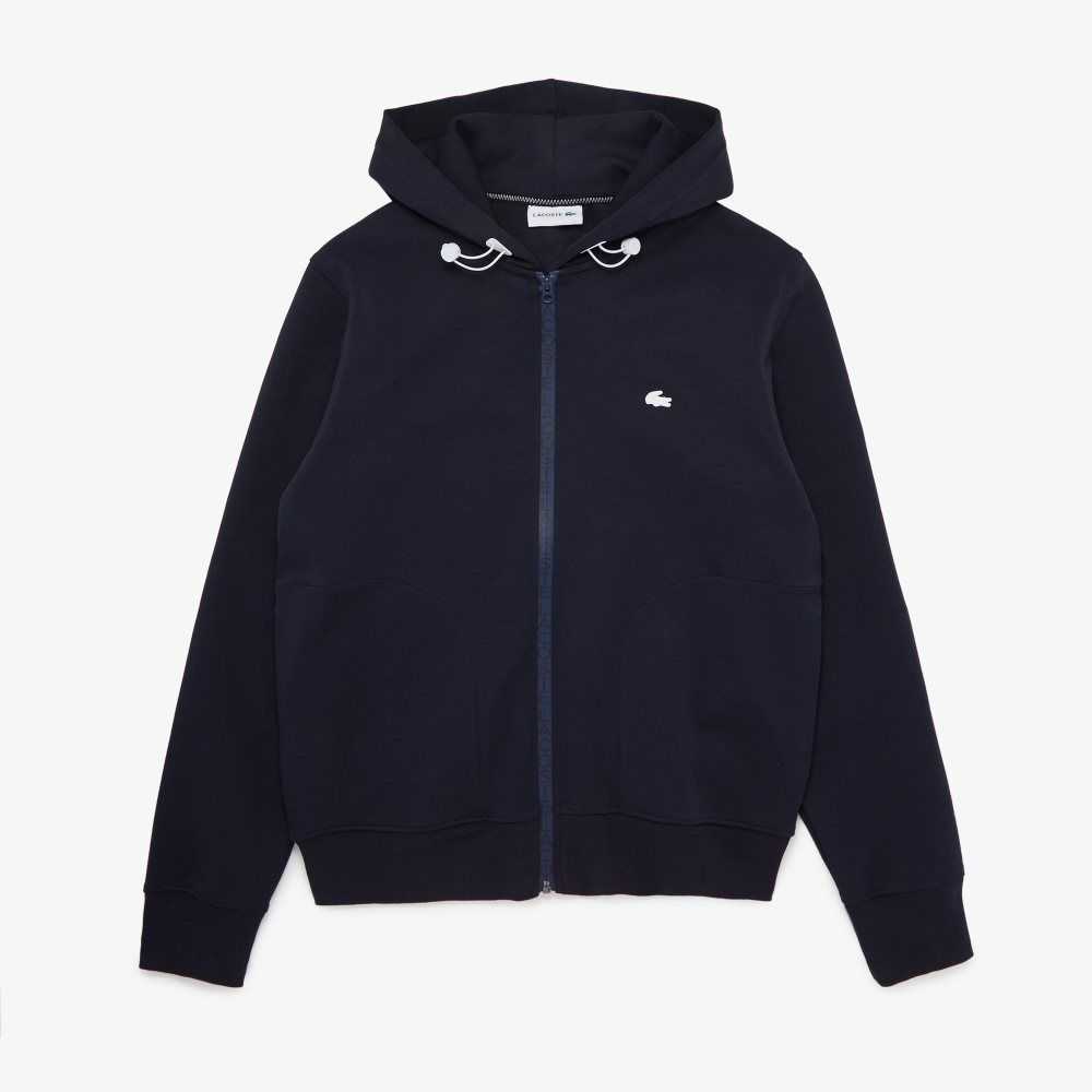 Lacoste Encapuchado Algodon Blend Lettered Zip Azul Marino Azules | 4238-VHELK