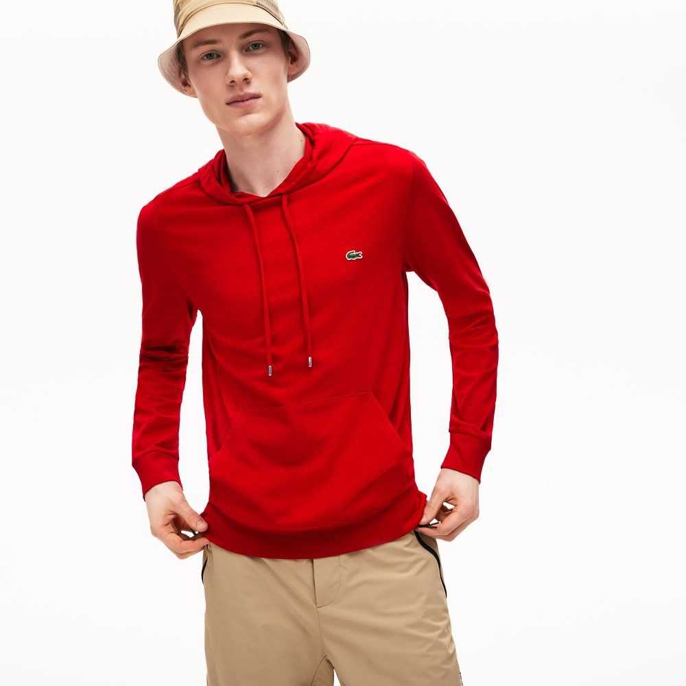 Lacoste Encapuchado Algodon Jersey Sweatshirt Rojas | 4625-KLBRT