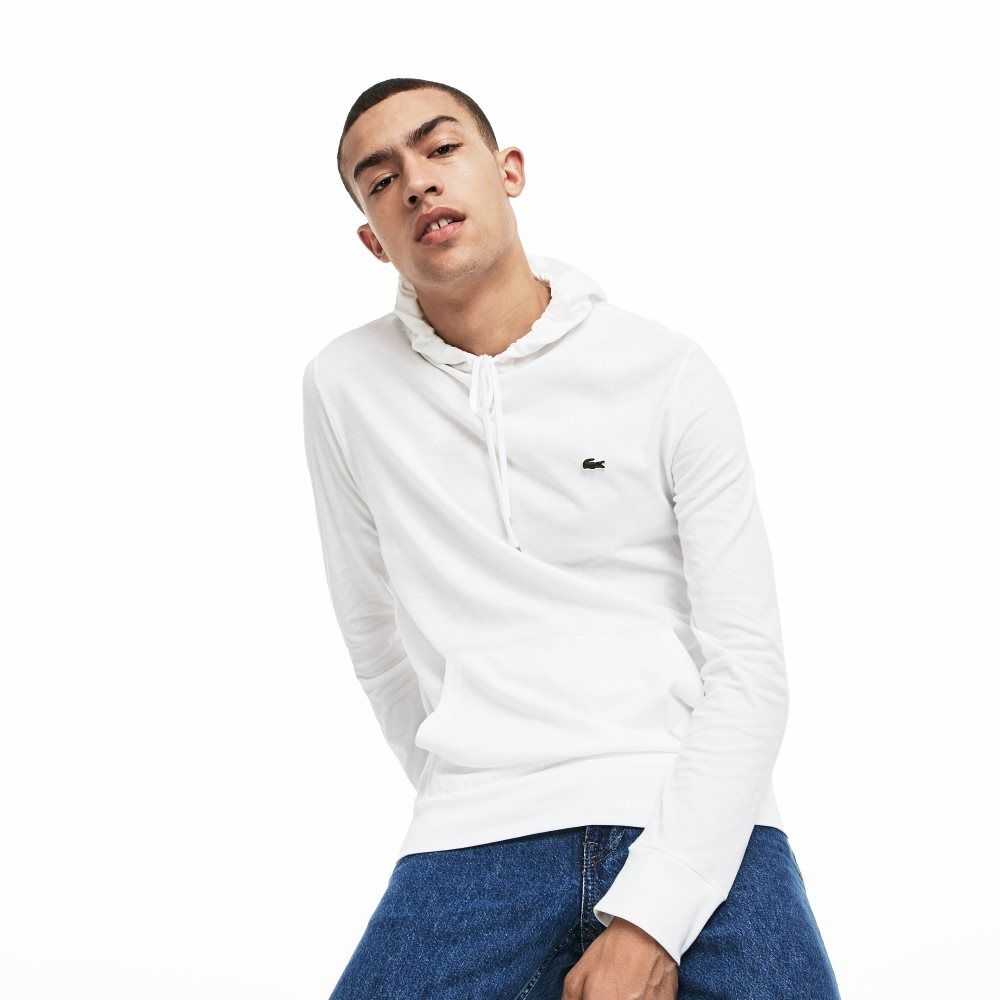 Lacoste Encapuchado Algodon Jersey Sweatshirt Blancas | 7135-UJFZB