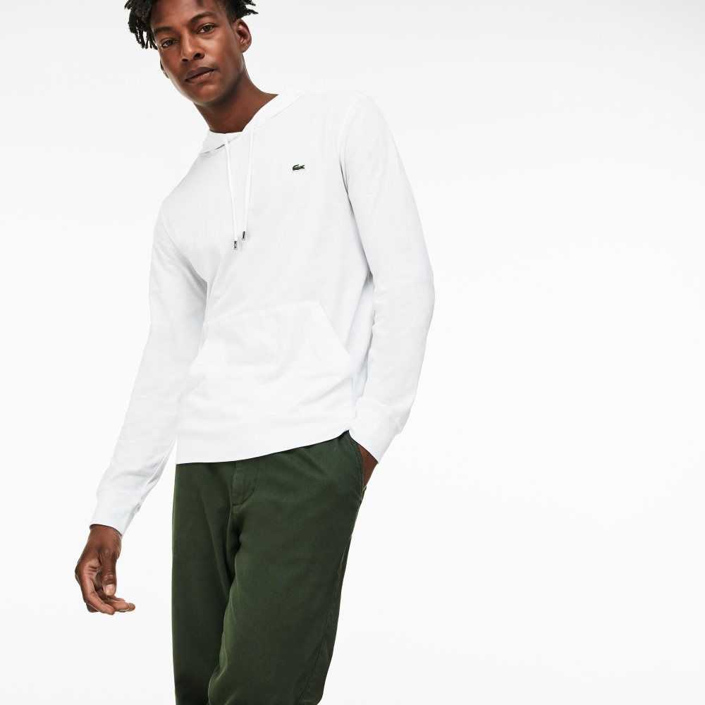 Lacoste Encapuchado Algodon Jersey Sweatshirt Blancas | 7135-UJFZB