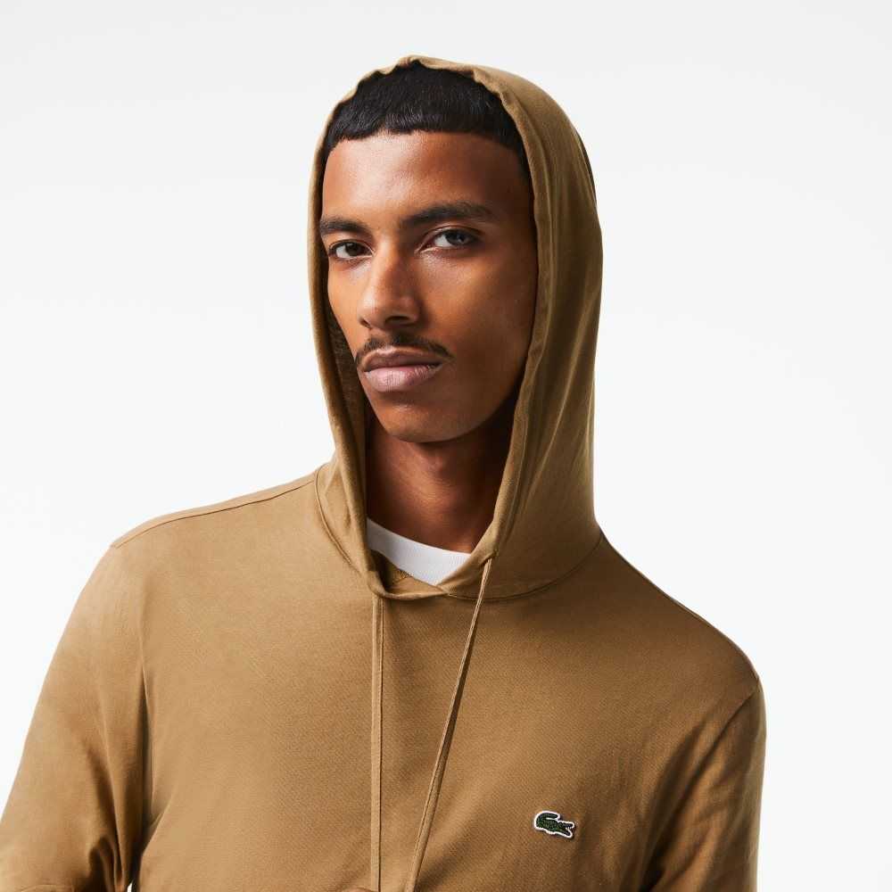 Lacoste Encapuchado Algodon Jersey Sweatshirt Marrones | 9034-TAERG